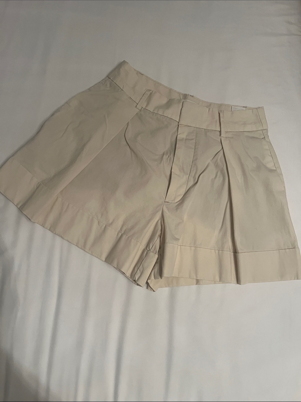 Banana Republic Pleated High-Waist Shorts in Light Beige